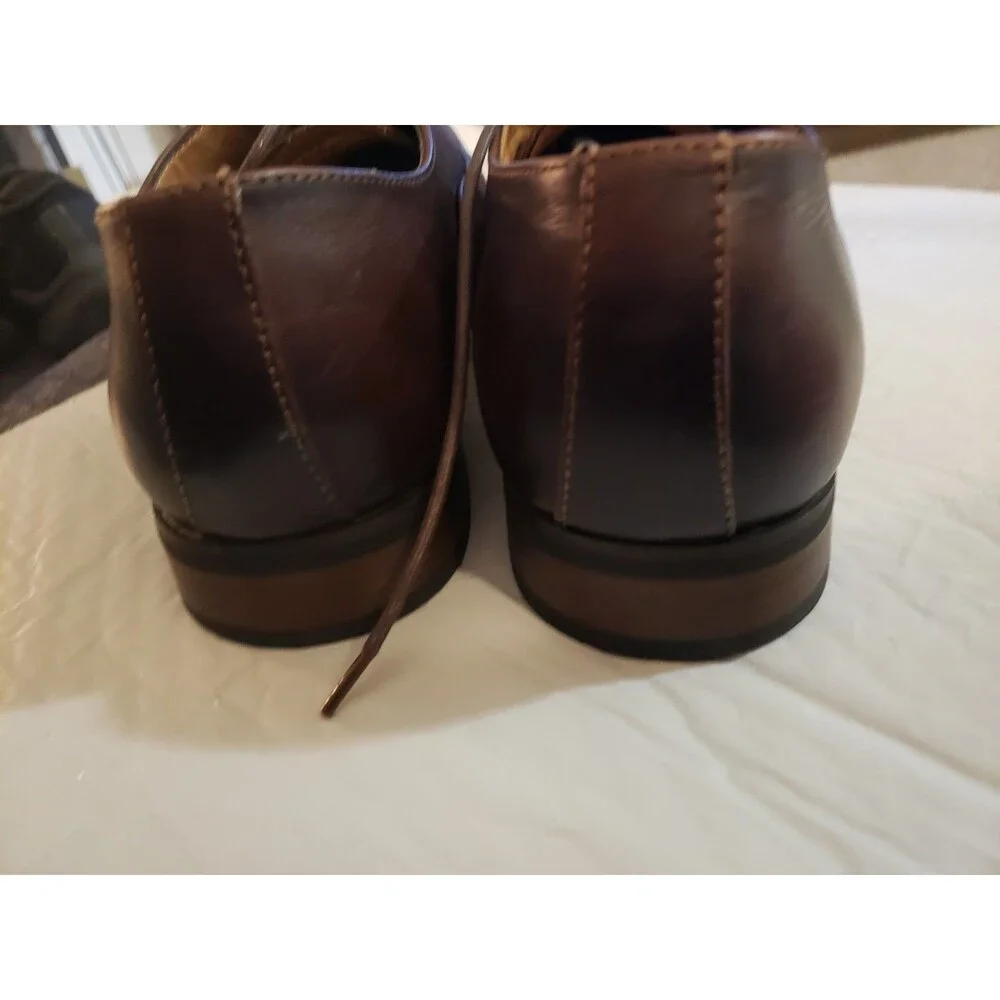 La Milano LF8416 Men's Brown Leather Lace Up Oxfords & Cap Toe Shoes Size 12 D